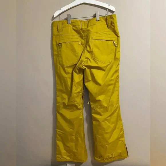 Women’s outdoor waterproof snow pants, mustard, large - Picture 2 of 9